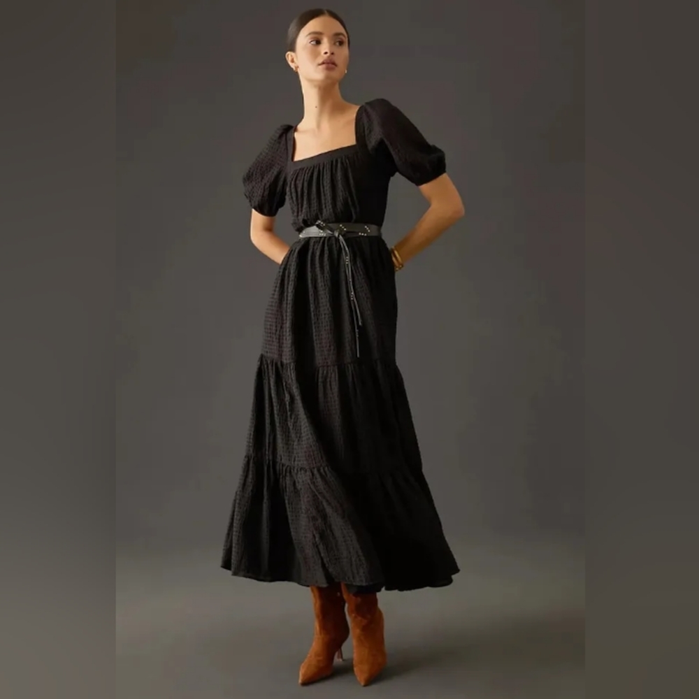 Anthropologie puff-sleeve tiered maxi dress Sz. PXS